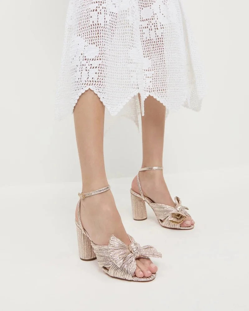 Camellia Pleated Bow Heel