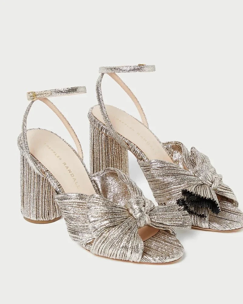 Camellia Pleated Bow Heel