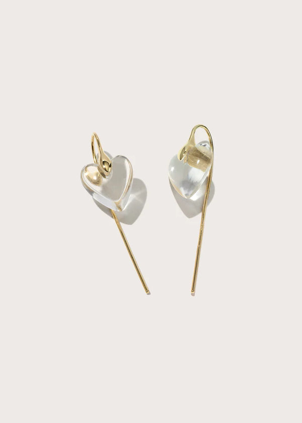 Quartz Heart Hook Earrings